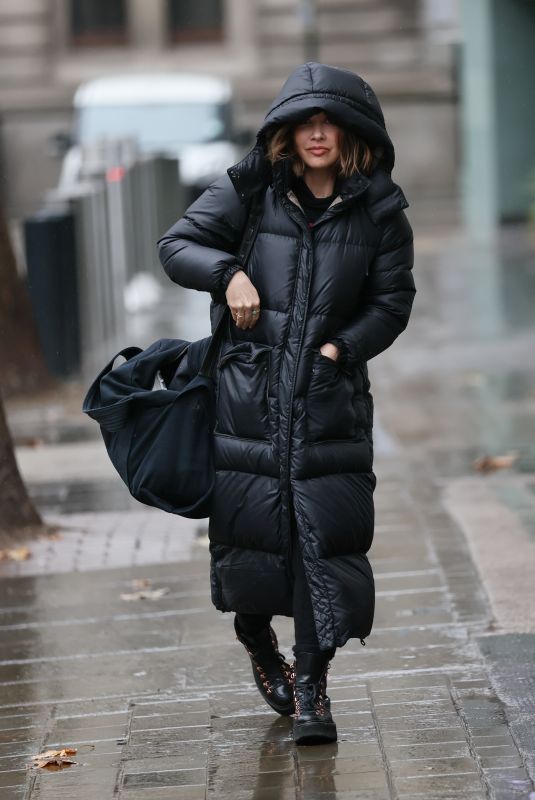 MYLEENE KLASS in a Warm Coat Arrives at Smooth Radio in London 11/20/2020