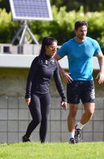 NICOLE SCHERZINGER and Thom Evans Workout at a Park in Los Angeles 11/15/2020