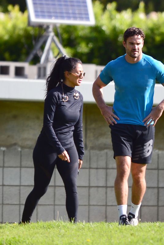 NICOLE SCHERZINGER and Thom Evans Workout at a Park in Los Angeles 11/15/2020