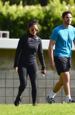 NICOLE SCHERZINGER and Thom Evans Workout at a Park in Los Angeles 11/15/2020