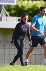 NICOLE SCHERZINGER and Thom Evans Workout at a Park in Los Angeles 11/15/2020