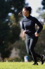 NICOLE SCHERZINGER and Thom Evans Workout at a Park in Los Angeles 11/15/2020