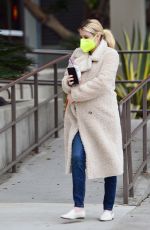 Pregnant EMMA ROBERTS Out for Morning Coffee in Los Angeles 11/23/2020