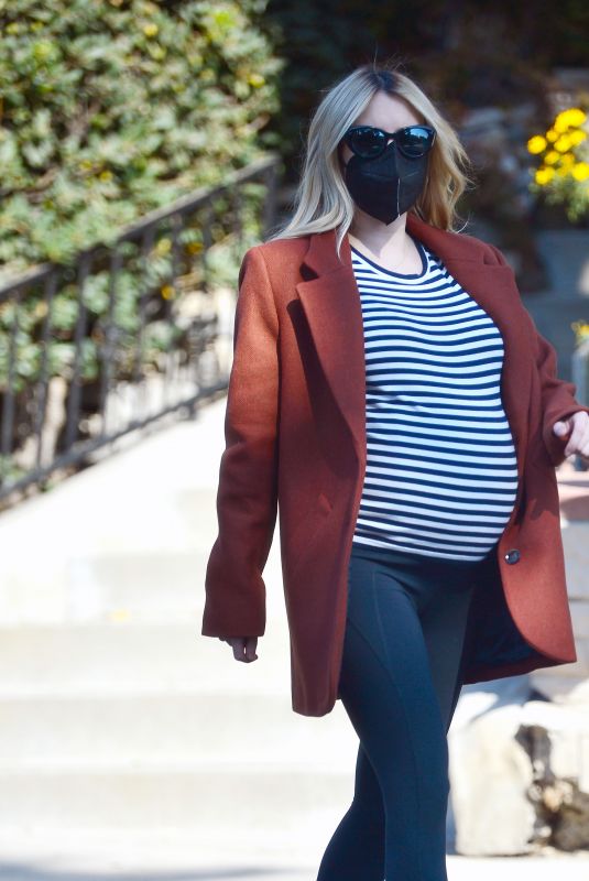 Pregnant EMMA ROBERTS Out on Tthanksgiving Day in Los Angeles 11/25/2020