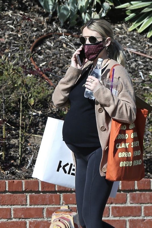 Pregnant EMMA ROBERTS Out Shopping in Los Angeles 11/19/2020