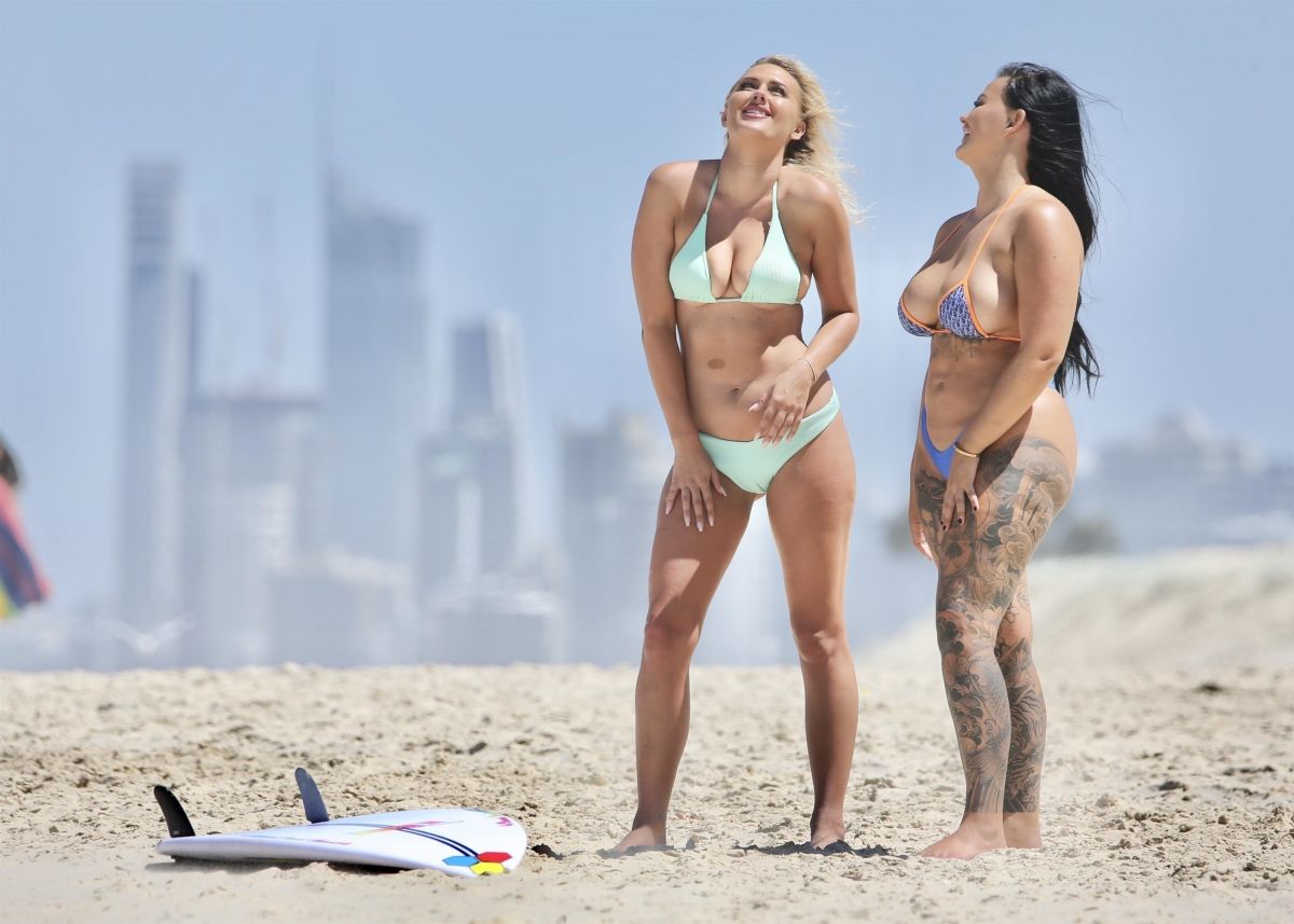 RENEE GRACIE and ELLIE JEAN COFFEY in Bikinis at a Beach on Gold Coast 11/2...