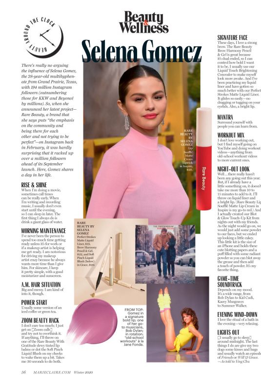 SELENA GOMEZ in Marie Claire Magazine, Winter 2020