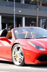 VANESSA HUDGENS and GG MAGREE Out Driving in Her Red Ferrari in West Hollywood 11/19/2020