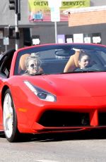 VANESSA HUDGENS and GG MAGREE Out Driving in Her Red Ferrari in West Hollywood 11/19/2020