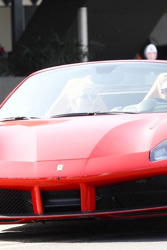 VANESSA HUDGENS and GG MAGREE Out Driving in Her Red Ferrari in West Hollywood 11/19/2020