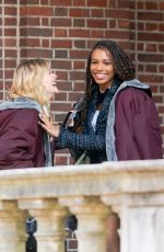 WHITNEY PEAK and EMILY ALYN LIND on the Set of Gossip Girl in New York 11/23/2020