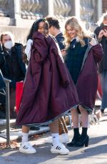 WHITNEY PEAK and EMILY ALYN LIND on the Set of Gossip Girl in New York 11/23/2020