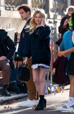 WHITNEY PEAK and EMILY ALYN LIND on the Set of Gossip Girl in New York 11/23/2020