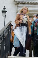 WHITNEY PEAK and EMILY ALYN LIND on the Set of Gossip Girl in New York 11/23/2020
