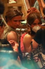 ADDISON RAE and Tanner Buchanan on the Set of He