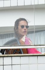 ALESSANDRA AMBROSIO on Balcony of Her Hotel in Florianopolis 12/25/2020