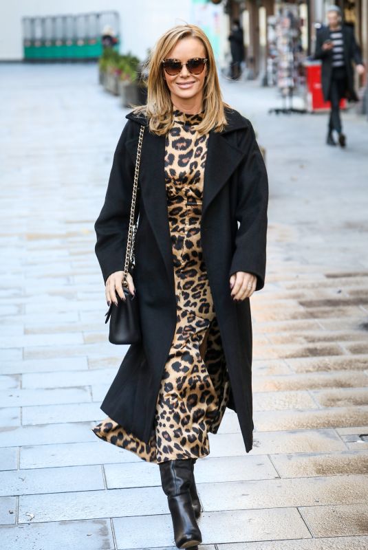 AMANDA HOLDEN in Laeopard Print Dress Out in London 12/01/2020
