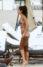 CHANTEL JEFFRIES in a Snakeskin Print Bikini at a Beach in Miami 12/07/2020