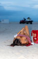 CLAUDIA ROMANI in Red and White Bikini in South Beach 12/23/2020
