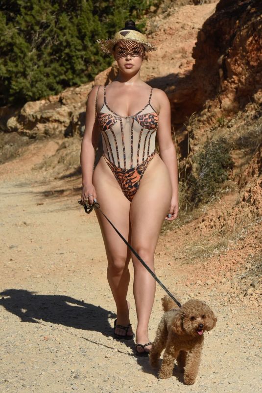DEMI ROSE MAWBY in Swimsuit Out with Her Dog in Ibiza 09/24/2020