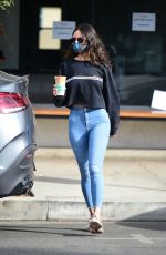 EIZA GONZALEZ in Tight Denim Out for Coffee in West Hollywood 12/08/2020