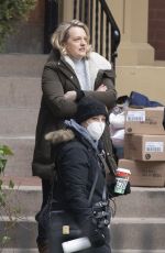 ELISABETH MOSS on the Set of The Handmaid