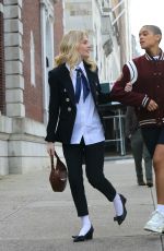 EMILY ALYN LIND, JORDAN ALEXANDER and WHITNEY PEAK on the Set of Gossip Girl on in New York 12/01/2020
