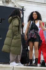 EMILY ALYN LIND, JORDAN ALEXANDER and WHITNEY PEAK on the Set of Gossip Girl on in New York 12/01/2020