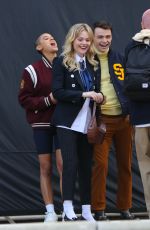 EMILY ALYN LIND, JORDAN ALEXANDER and WHITNEY PEAK on the Set of Gossip Girl on in New York 12/01/2020