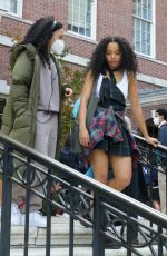 EMILY ALYN LIND, JORDAN ALEXANDER and WHITNEY PEAK on the Set of Gossip Girl on in New York 12/01/2020