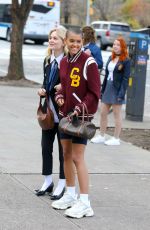 EMILY ALYN LIND, JORDAN ALEXANDER and WHITNEY PEAK on the Set of Gossip Girl on in New York 12/01/2020