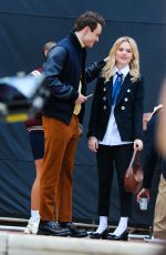 EMILY ALYN LIND, JORDAN ALEXANDER and WHITNEY PEAK on the Set of Gossip Girl on in New York 12/04/2020
