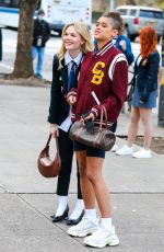 EMILY ALYN LIND, JORDAN ALEXANDER and WHITNEY PEAK on the Set of Gossip Girl on in New York 12/04/2020