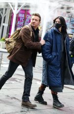 HAILEE STEINFELD and Jeremy Renner on the Set of Hawkeye in New York 12/07/2020