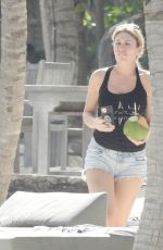 HOFIT GOLAN in Denim Shorts on Vacation inTulum 12/04/2020