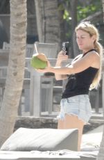 HOFIT GOLAN in Denim Shorts on Vacation inTulum 12/04/2020