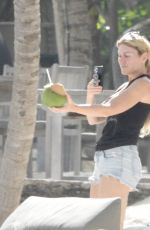 HOFIT GOLAN in Denim Shorts on Vacation inTulum 12/04/2020