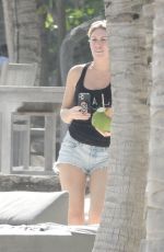 HOFIT GOLAN in Denim Shorts on Vacation inTulum 12/04/2020