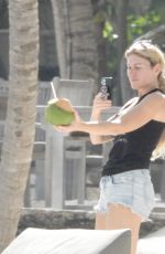 HOFIT GOLAN in Denim Shorts on Vacation inTulum 12/04/2020