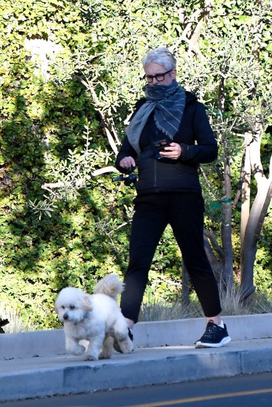 JAMIE LEE CURTIS Out with Her Dog in Los Angeles 12/19/2020