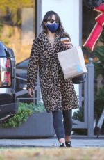 JORDANA BREWSTER in Animal Print Coat out in Brentwood 12/18/2020