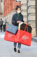 KATIE HOLMES Out for Christmas Shopping in New York 12/22/2020
