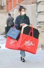 KATIE HOLMES Out for Christmas Shopping in New York 12/22/2020