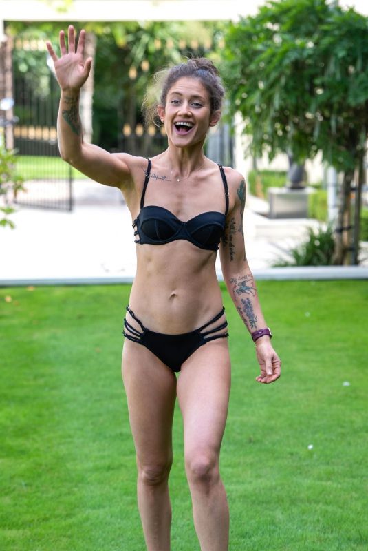 KATIE WAISSEL in Bikini Filming for Her Fitness Bootcamp Website The Shed in Rhodes 12/22/2020