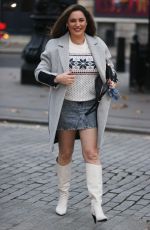 KELLY BROOK in a Denim Skirt Arrives at Heart Radio in London 11/30/2020