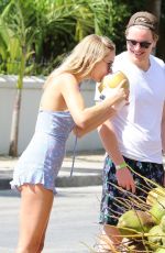KIMBERLEY GARNER Drinking Fresh Coconut Water in Holetown 12/19/2020