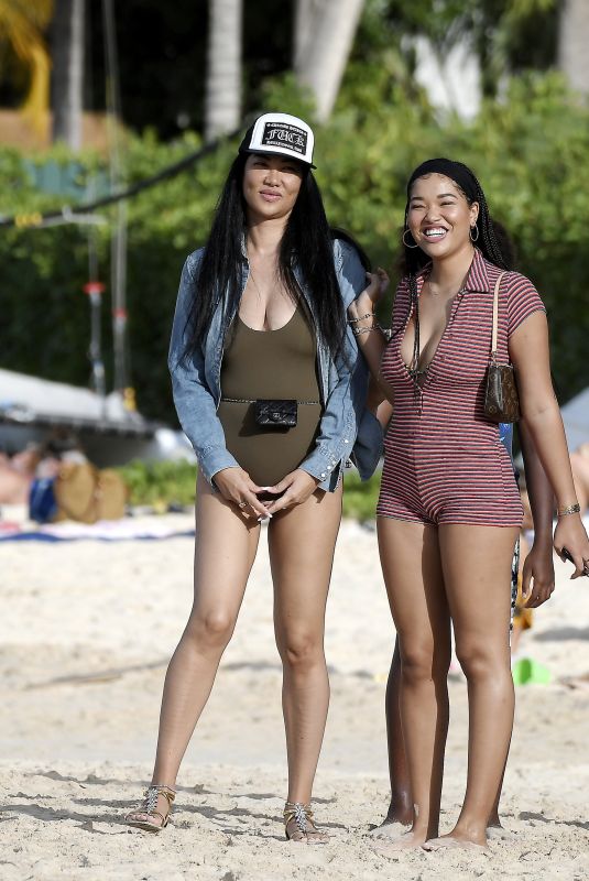 KIMORA and MING LEE SIMMONS at a Beach in St Barths 12/24/2020
