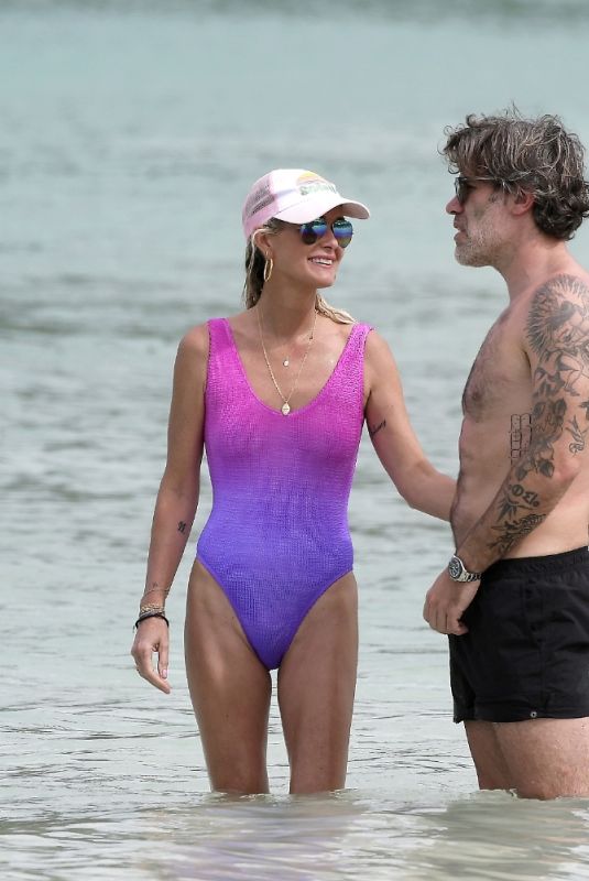 LAETICIA HALLYDAY in Swimsuit at a Beach in St Barths 12/08/2020