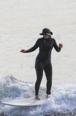 LEIGHTON MEESTER in Wetsuit at Surfing Session in Malibu 12/08/2020
