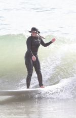 LEIGHTON MEESTER in Wetsuit at Surfing Session in Malibu 12/08/2020